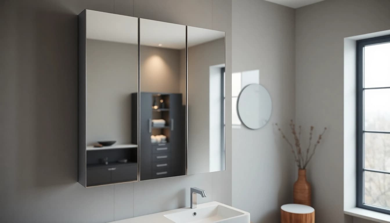 Erfreuen Sie sich am sonni Spiegelschrank mit elegantem Design und integrierter Beleuchtung.