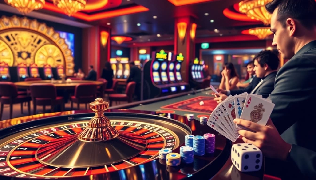 SODO Casino players experiencing excitement with poker chips and vibrant tables.