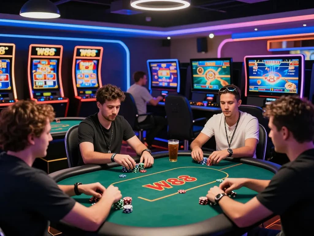 Players immersing in the thrilling online gaming atmosphere at W88, showcasing exciting casino gameplay.