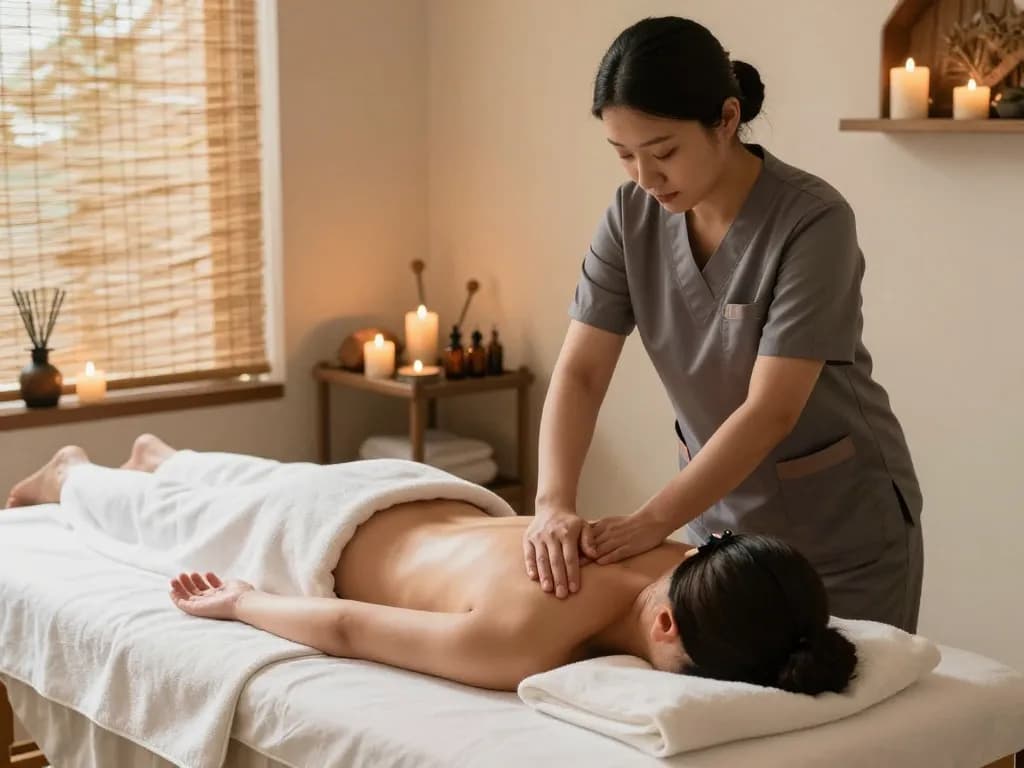 Rejuvenating 부전동마사지 session in a calming spa environment.