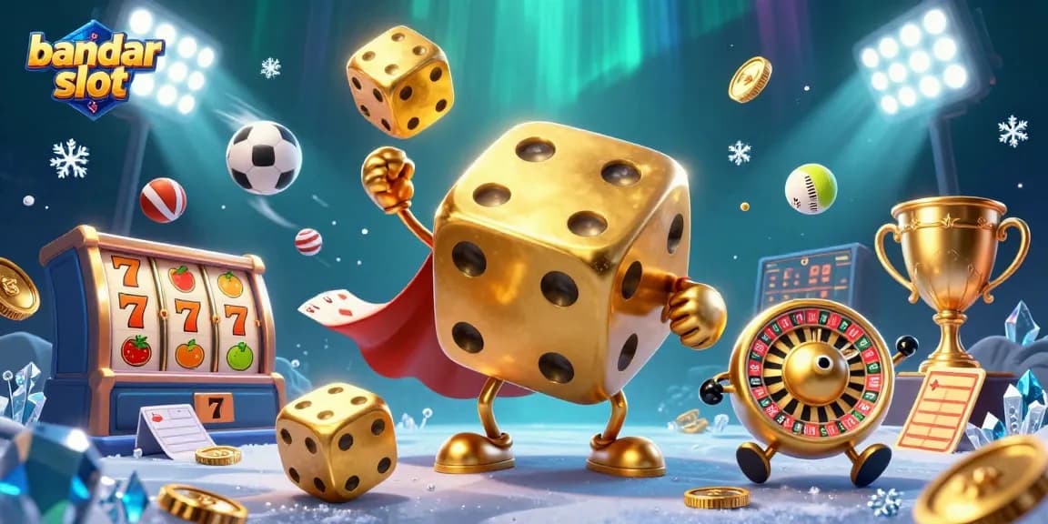 Menang besar di bandar slot dengan mesin slot yang menyenangkan dan simbol keberuntungan.