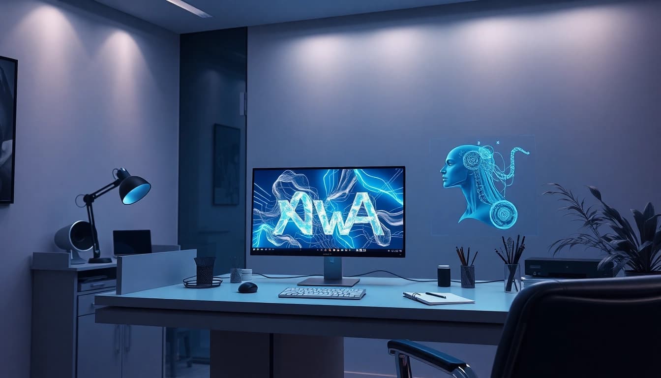 AI NSFW image generator interface in a modern art studio.