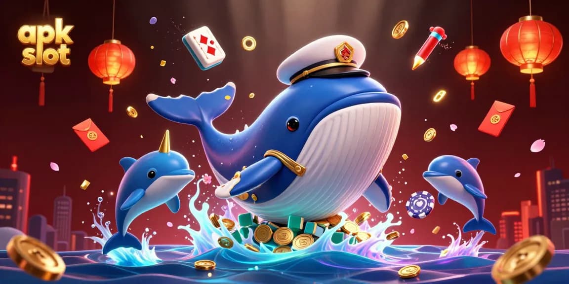 Pemain apk slot menikmati pengalaman bermain sambil dikelilingi oleh simbol keberuntungan dan koin emas.
