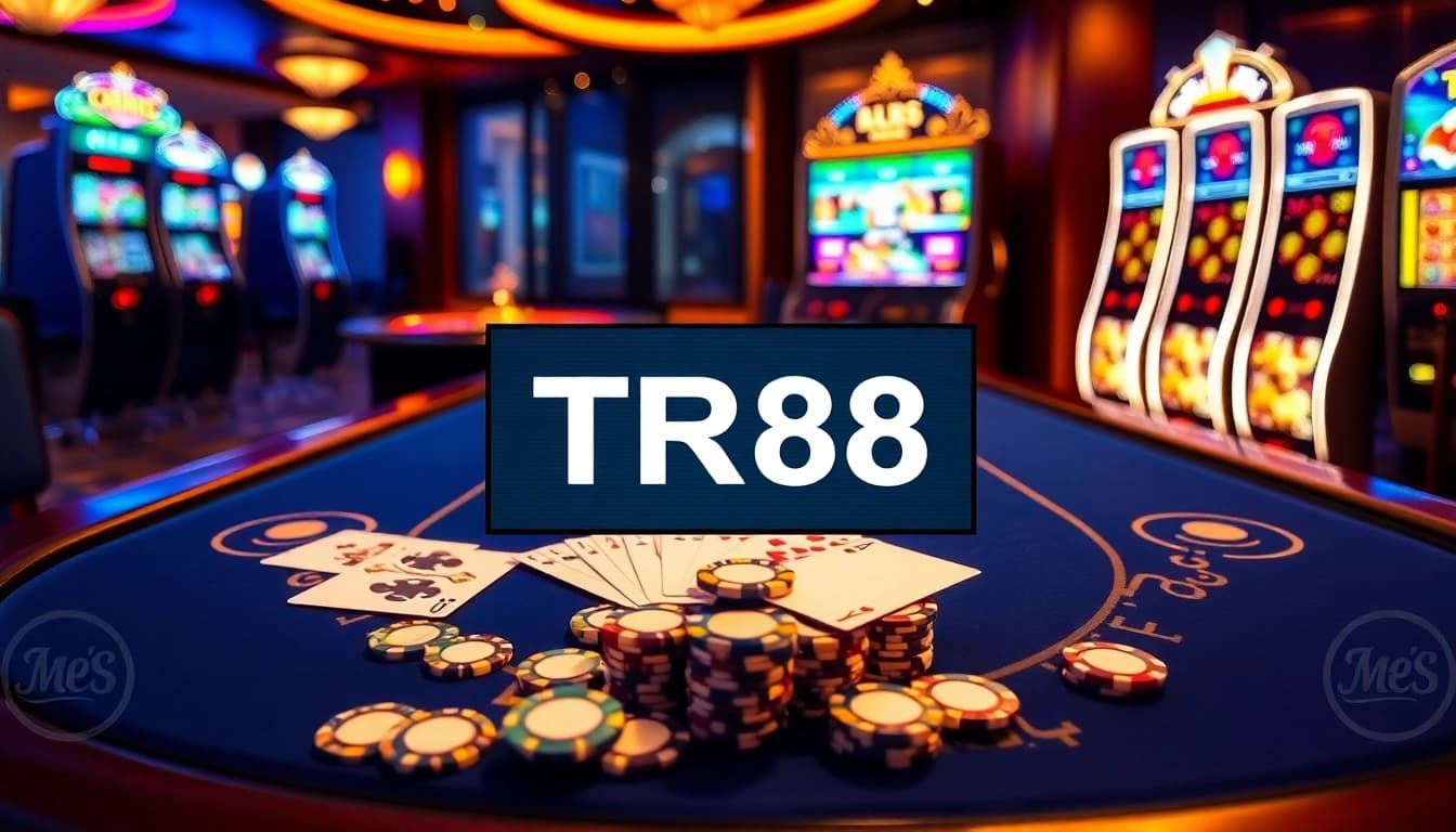 Experience high-stakes action at the TR88 casino table, featuring elegant chips and cards.