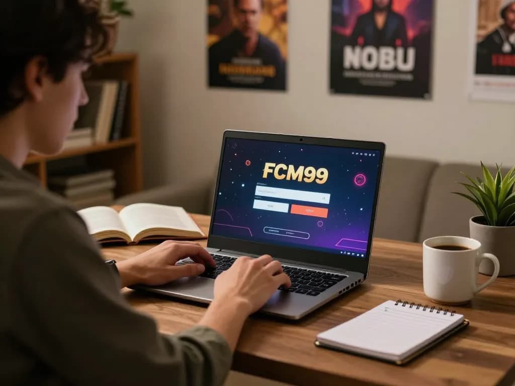 Player engaging with FCM99 login while preparing for strategic online gambling session in cozy workspace.