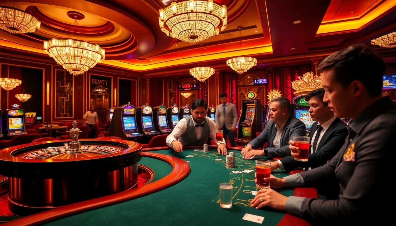uu88 players enjoying an exciting casino game at a luxurious gaming table.