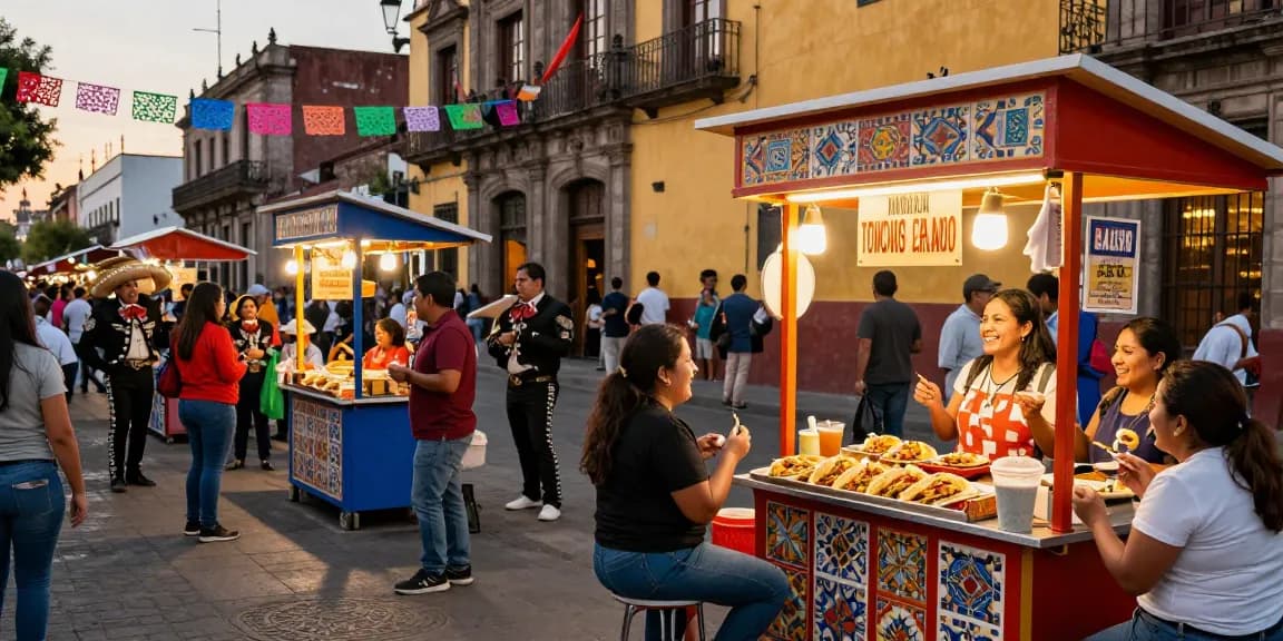 Experience the vibrant atmosphere of Mexico City with rokok88 login in the background, as street vendors serve delicious tacos amid lively mariachi music.