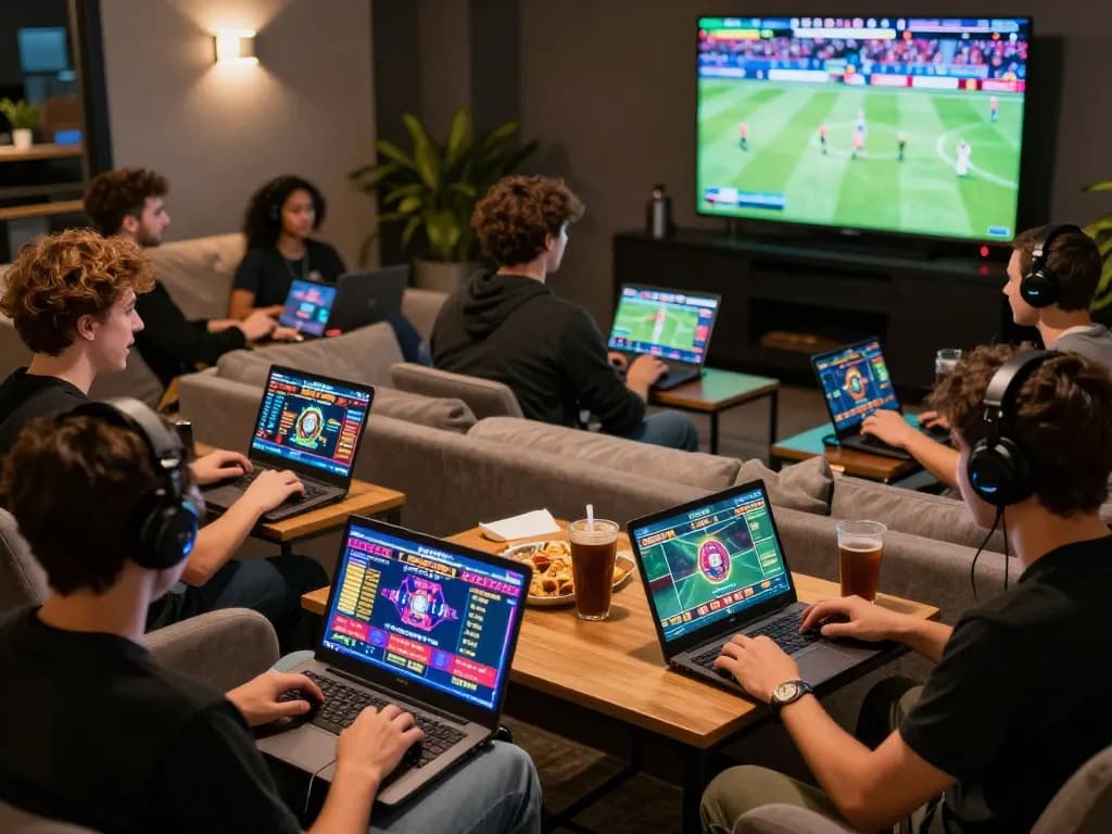 Players enjoying TR88 online gaming experience in a vibrant lounge atmosphere.