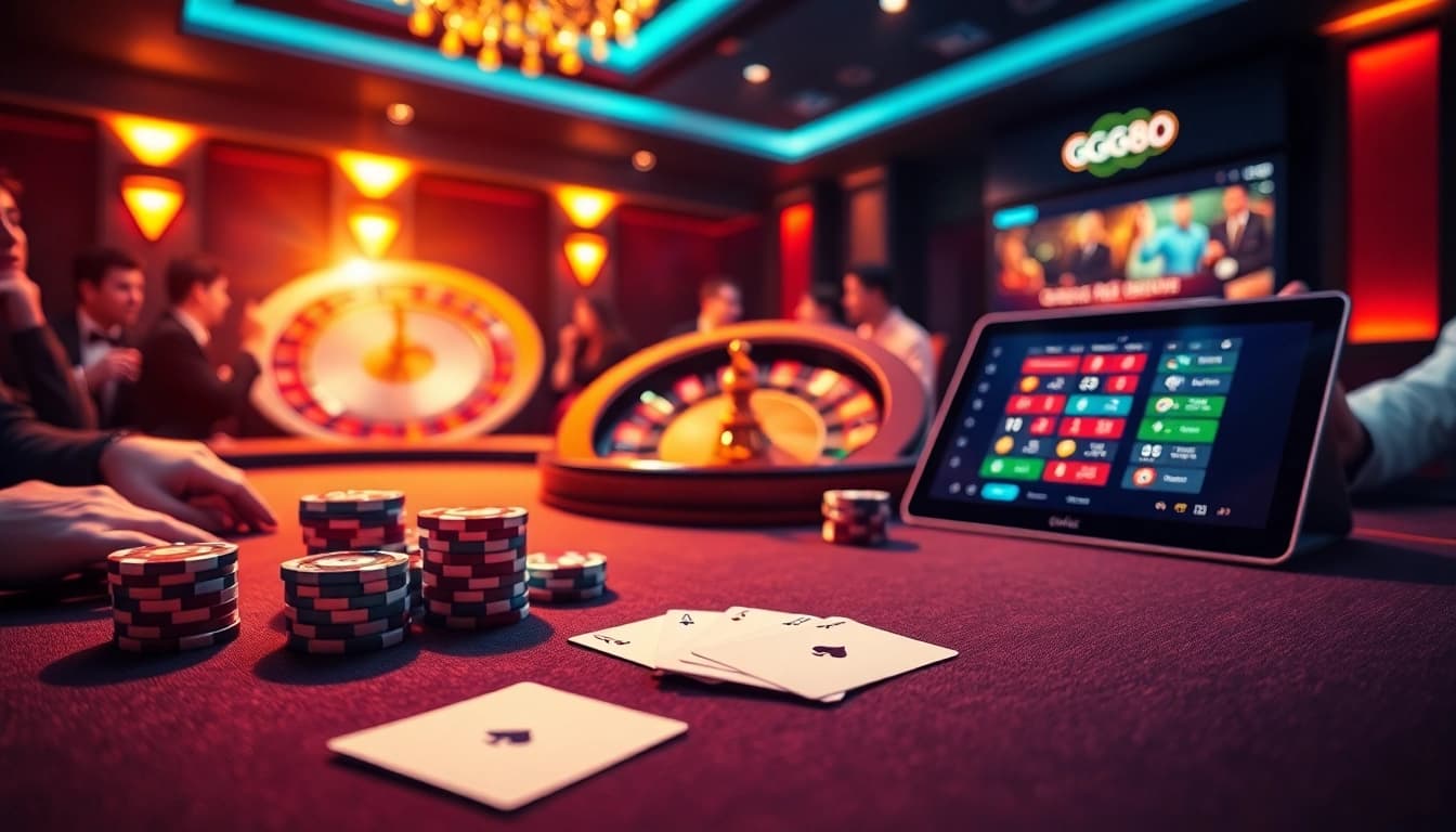 Experience excitement at the gg88 poker table with vibrant chips and cards.