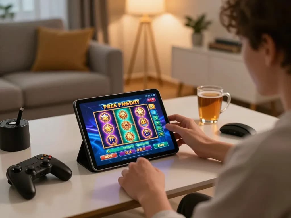 Enjoying link free credit slot malaysia on a tablet at home for an exciting gaming experience.