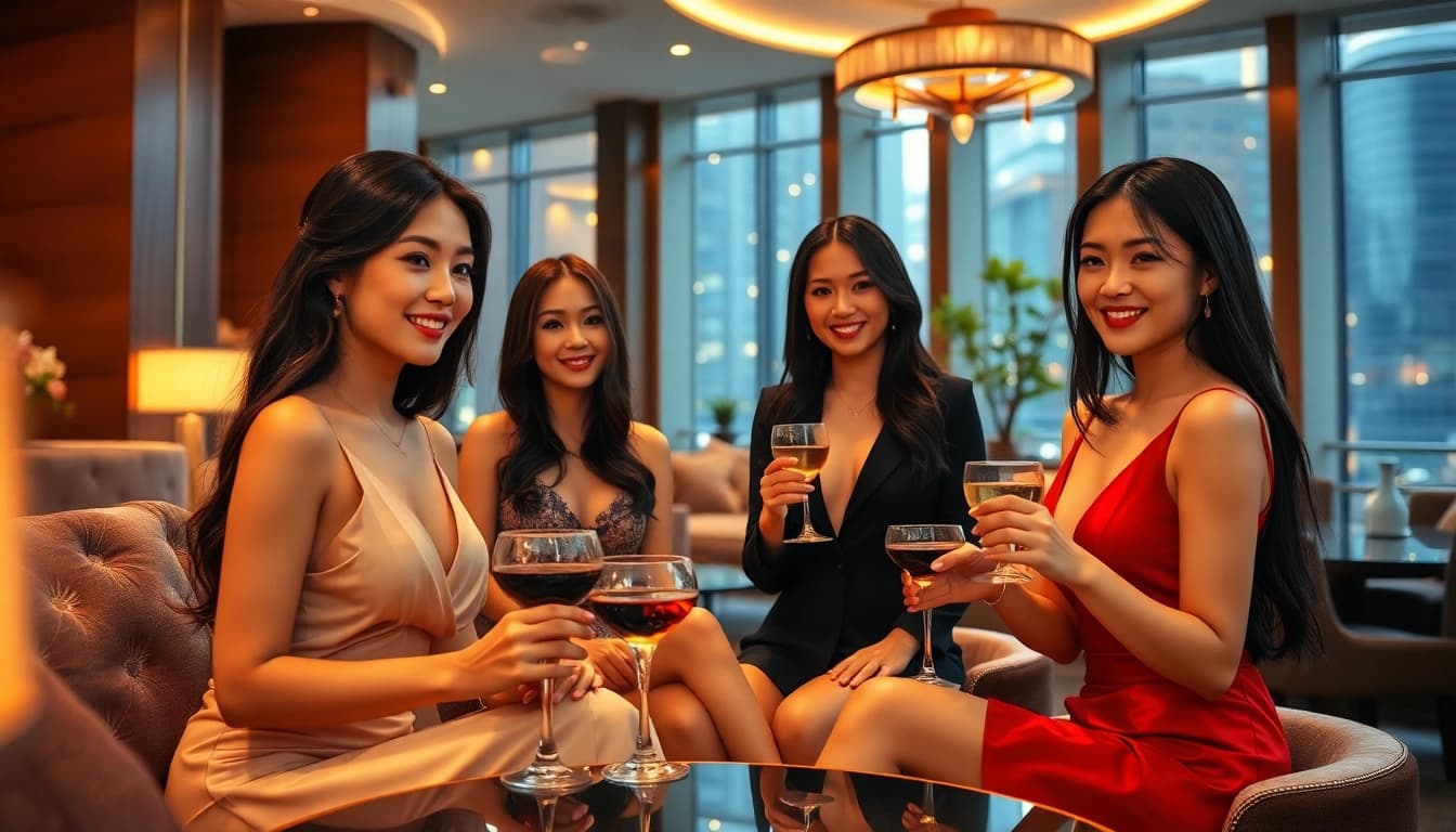 Singapore escort models in a luxurious setting, showcasing elegance and diversity