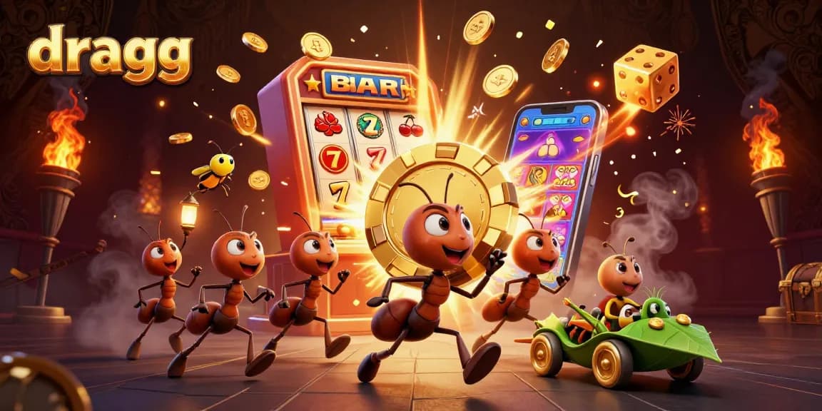 Experience the excitement of dragg's jackpot with our thrilling heist scene featuring ants and glowing casino elements!