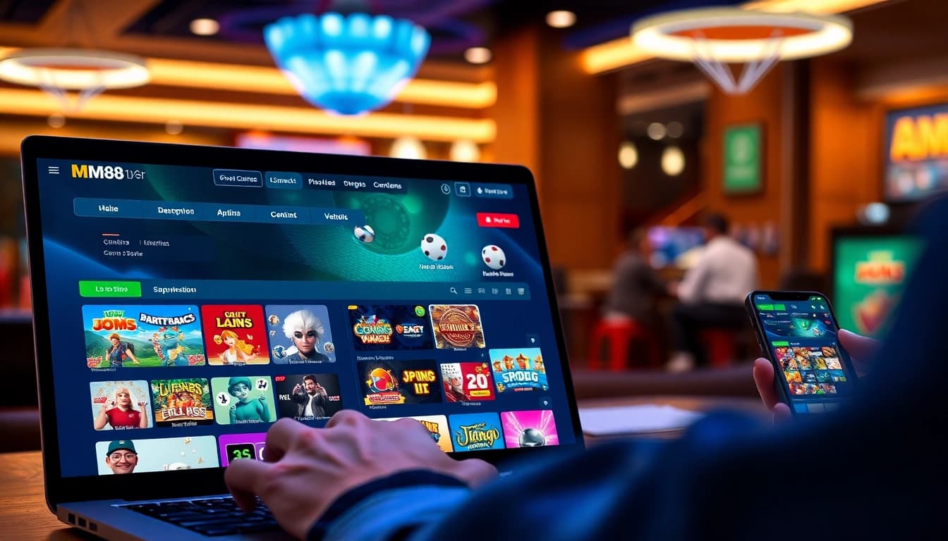 Experience the user-friendly MM88 online gaming platform showcasing diverse game options and interactive features.