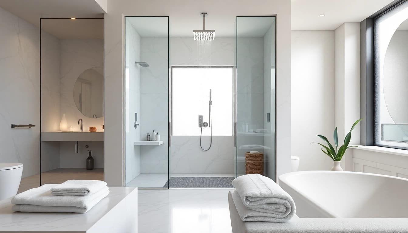 Experience luxurious elegant showers Australia featuring modern design elements in a serene bathroom setting.