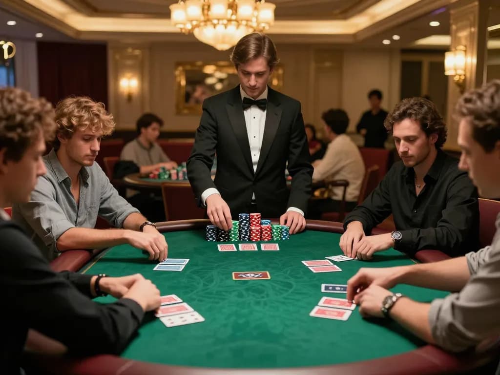 Players engage in a high-stakes poker game at the sunwin casino table, chips stacked in anticipation.