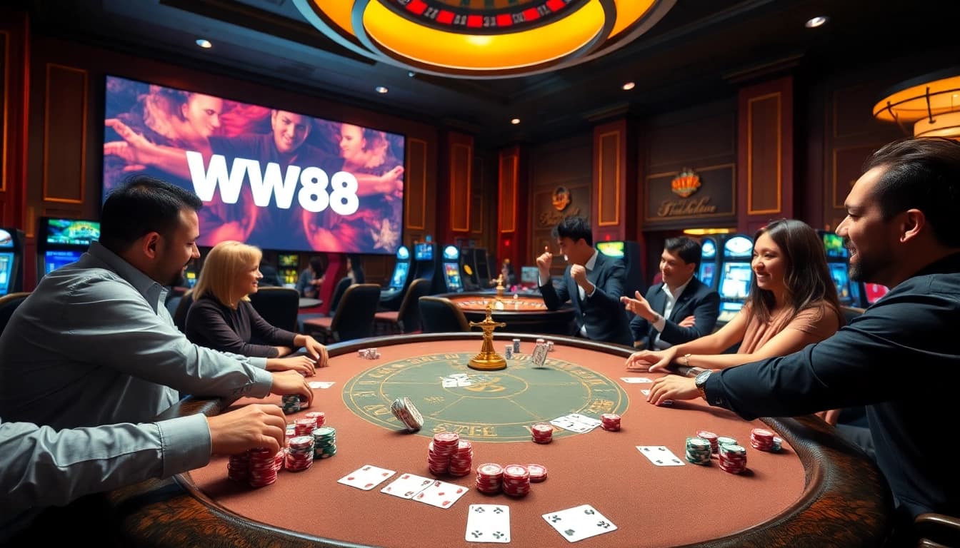 Experience the excitement of gambling at WW88 with vibrant casino visuals and engaging gaming action.