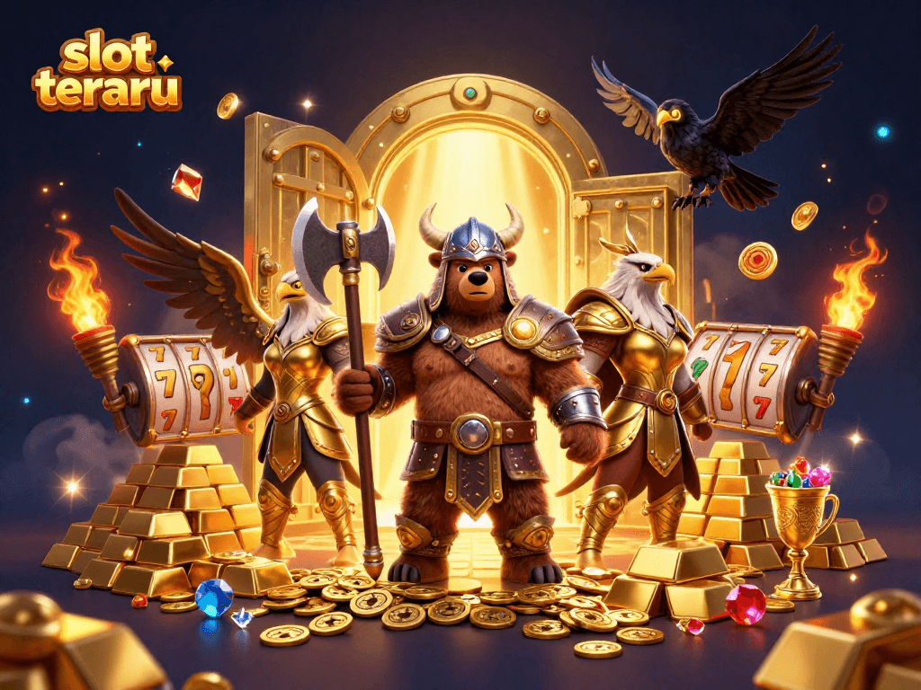 Spin the reels at slot terbaru with Viking characters, gold treasures, and exciting gems!