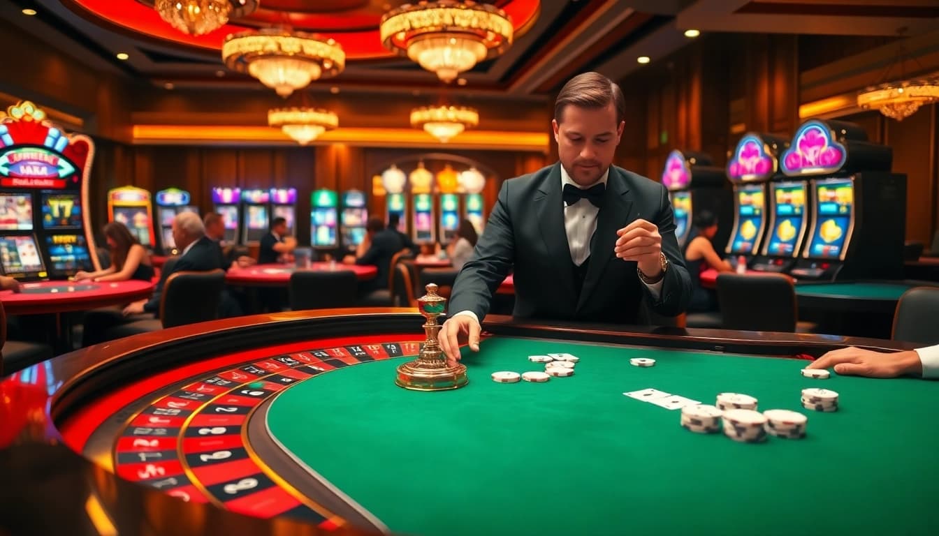 Experience high-stakes excitement at Luckywin with vibrant poker chips and roulette tables!