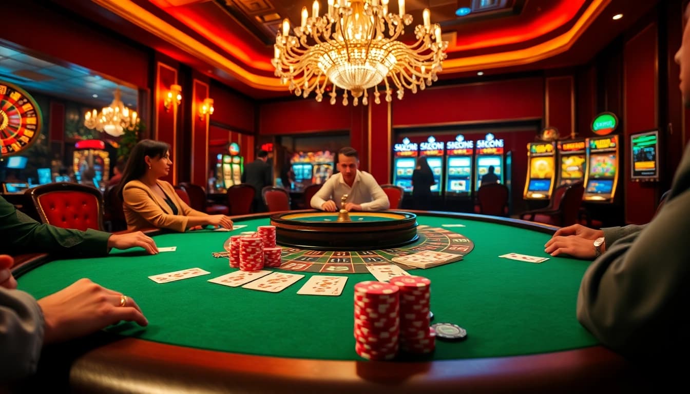 Experience the thrill of playing at MV66.com with a luxurious poker scene featuring engaged players and vibrant chips.