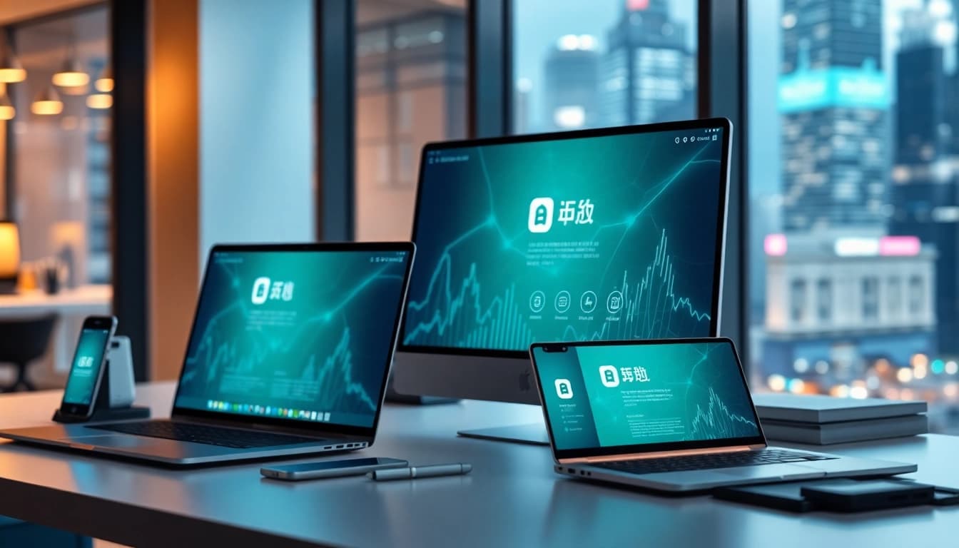 快连下载 app interface on multiple devices in a modern digital workspace
