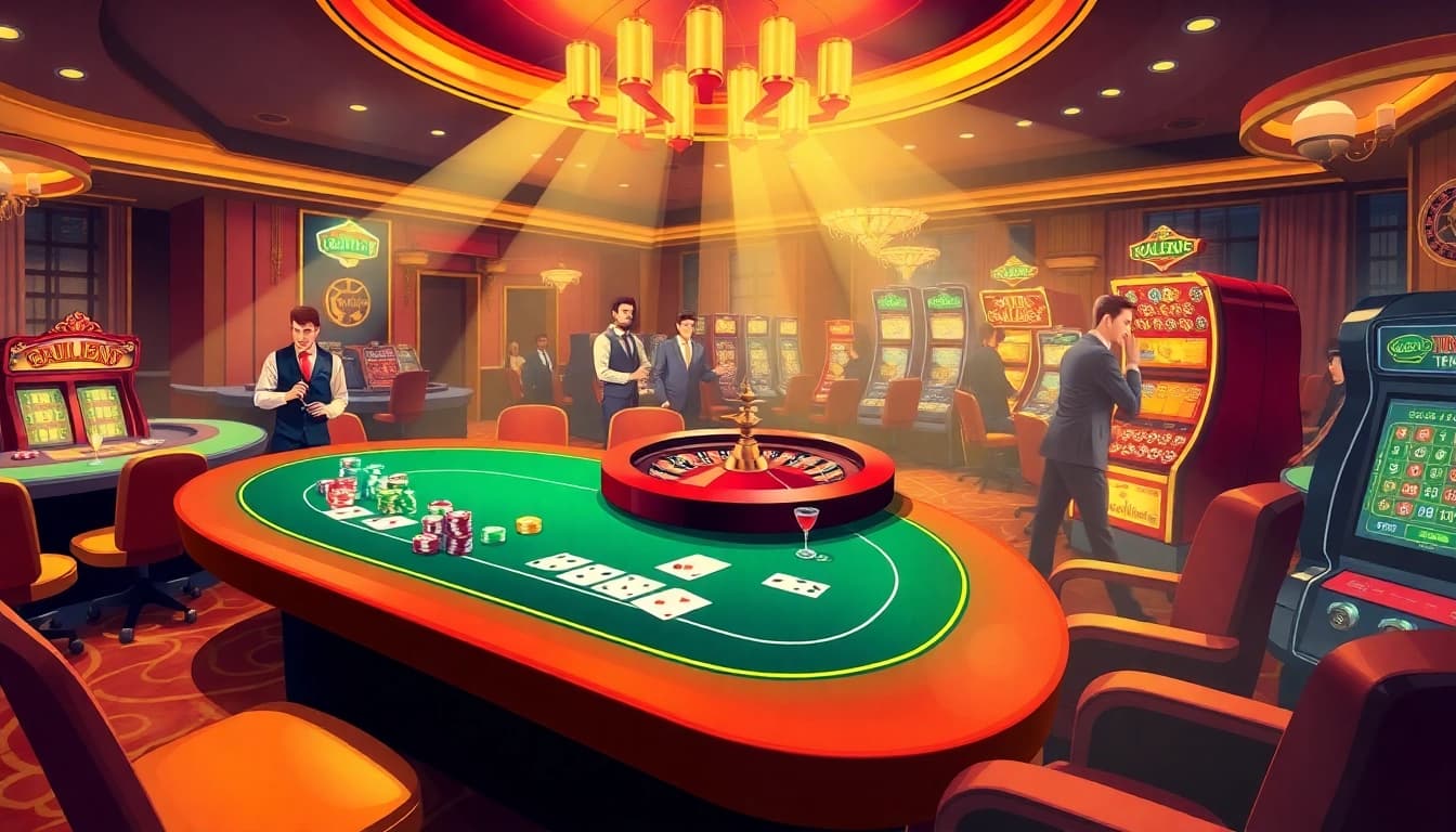 Experience thrilling gambling action with seven77 at a vibrant casino featuring dazzling slots and lively poker tables.