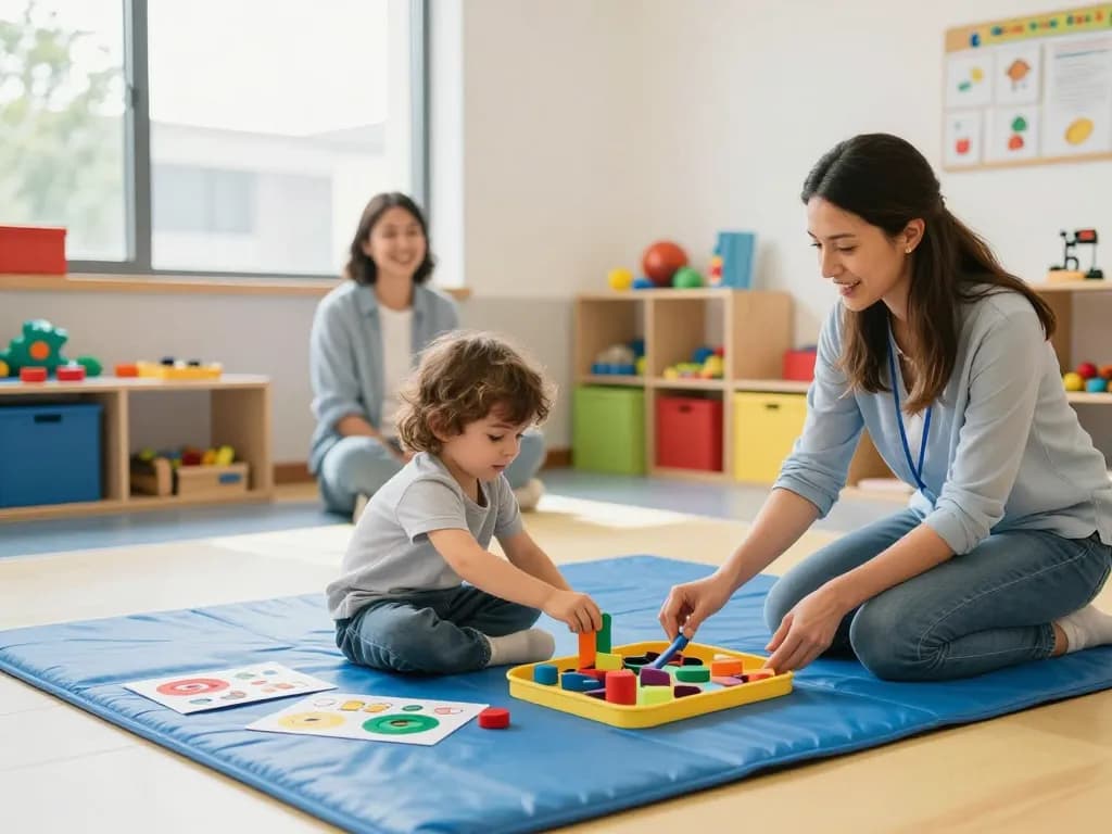 Engaging session at Advantage Therapy with therapists helping children grow through playful learning.
