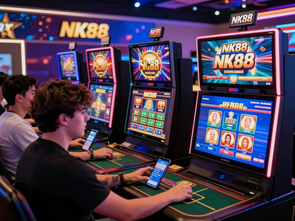 Players enjoying diverse games on NK88 online casino platform with vibrant graphics and user-friendly interface.