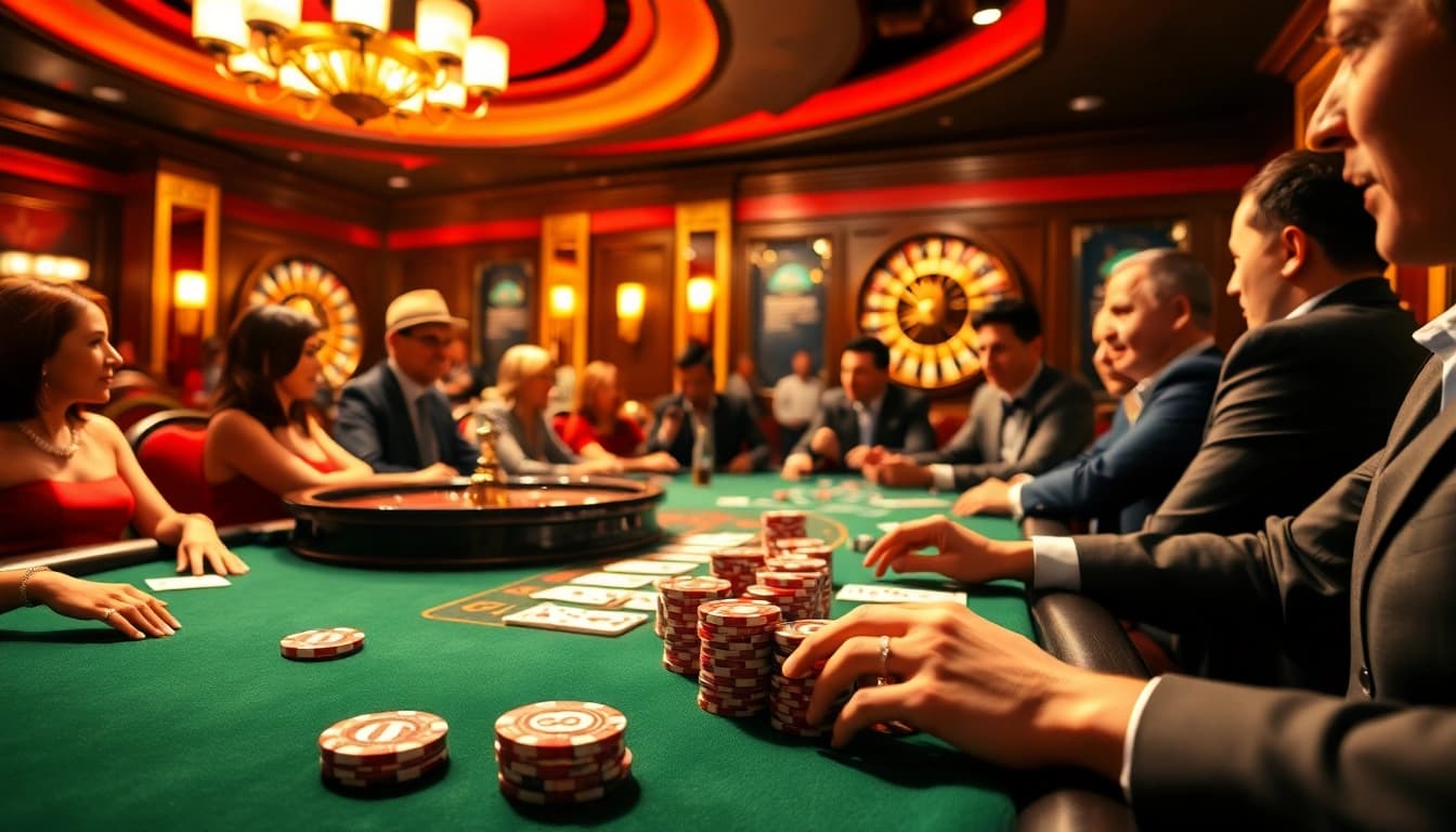 Experience the thrill of high-stakes poker at https://www.6rwin55.com/, featuring vibrant chips and cards.