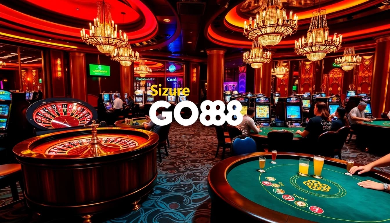 GO88 players enjoying thrilling casino games in a luxurious setting.