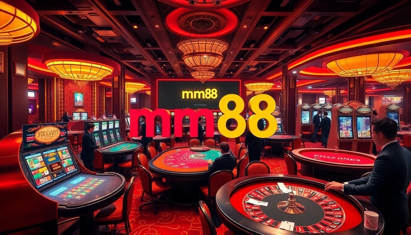 Experience the excitement of mm88 with vibrant casino scenes and engaging games.