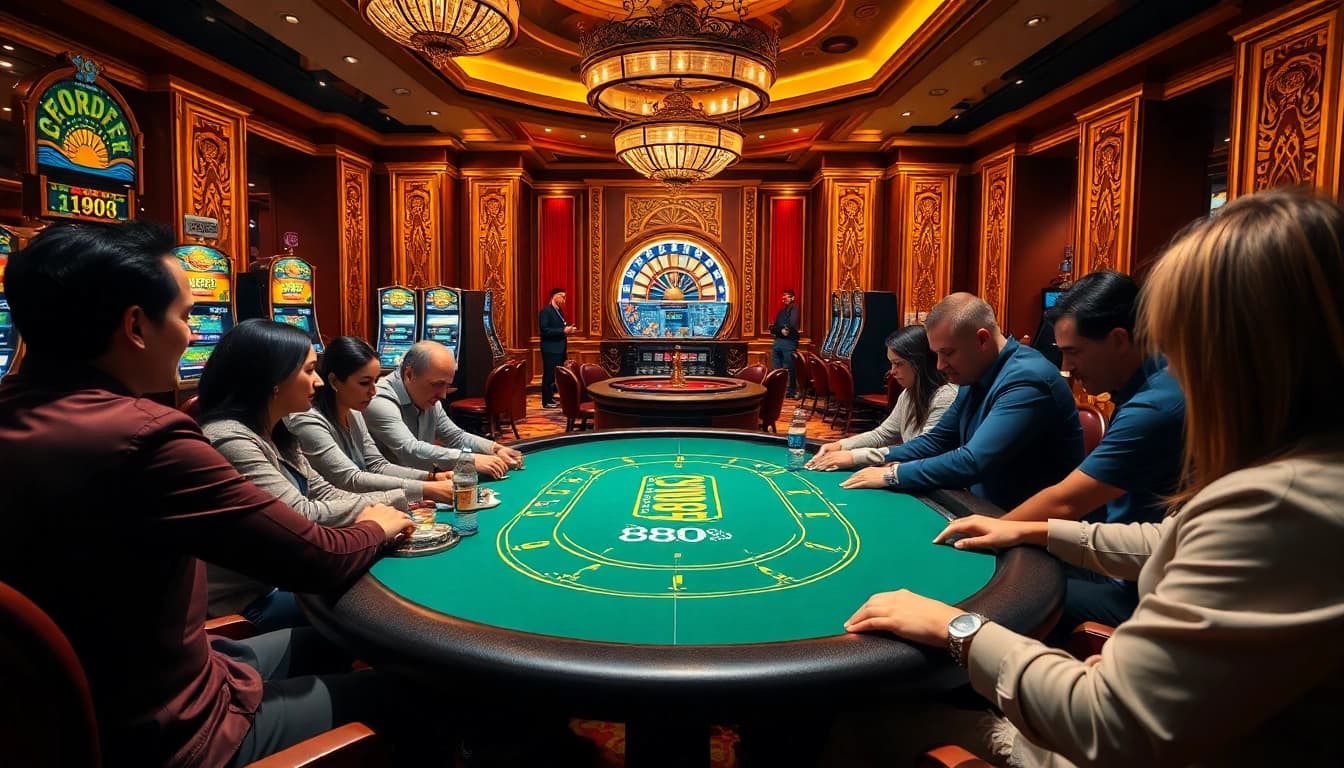 Experience high-stakes poker excitement at u888 casino with luxurious decor and vibrant gameplay.