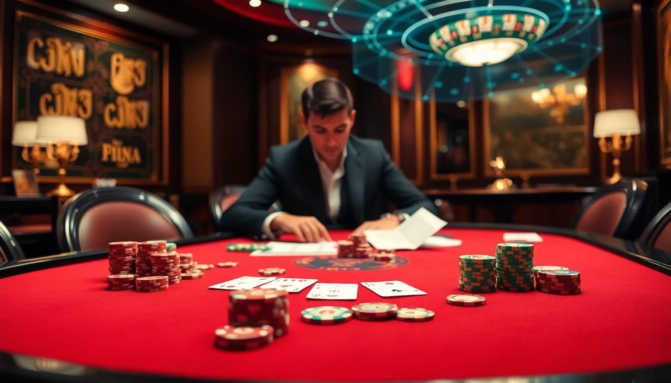 Engage with hidden wiki links while strategizing at an upscale casino poker table.