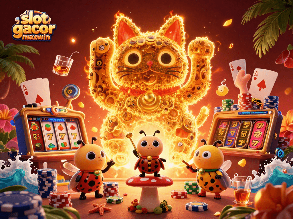 Experience the thrill of slot gacor maxwin with a vibrant lucky cat and casino elements.