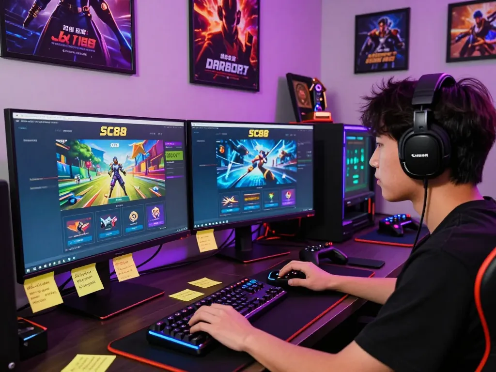 Exciting SC88 đăng nhập gaming interface with dynamic visuals and accessories.