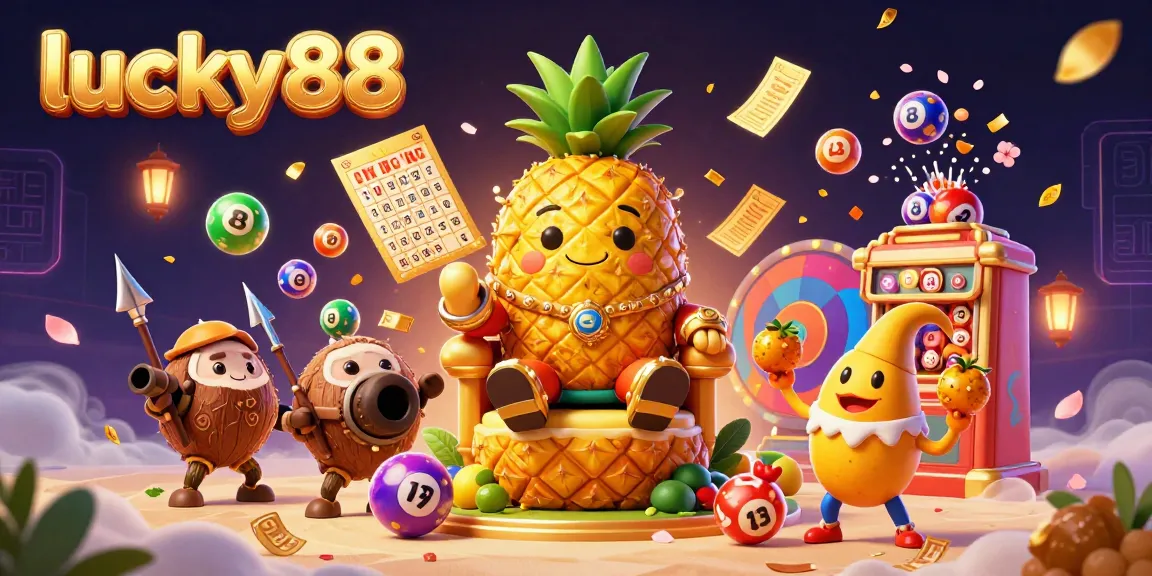 Experience the vibrant casino atmosphere of lucky88 with a golden pineapple king and dynamic game elements.