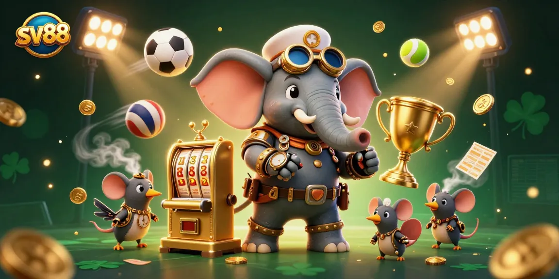 Spin the golden slot machine at sv88 with lively 3D characters in a vibrant casino setting.