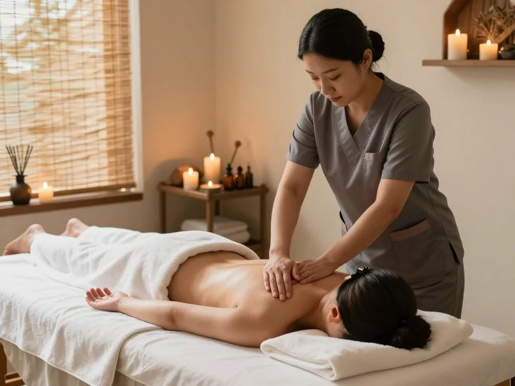 Rejuvenating 부전동마사지 session in a calming spa environment.