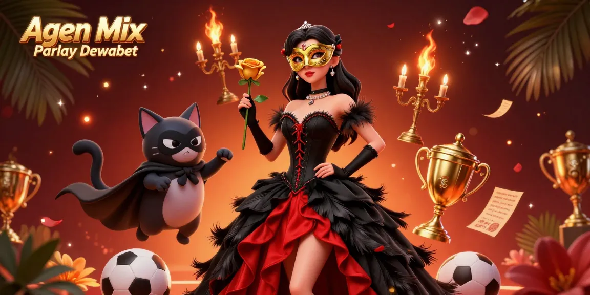 Agen Mix Parlay Dewabet showcases a vibrant parlay betting scene with sports elements and stunning characters.