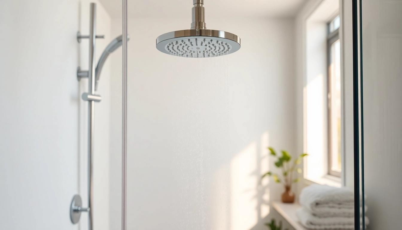 Experience elegant showers with a modern design featuring rainfall showerhead and minimalist aesthetics.