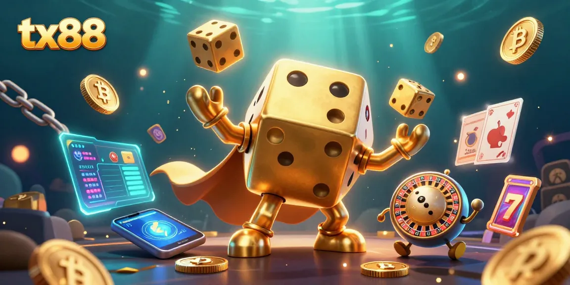 Experience thrilling games with tx88's vibrant casino illustration packed with action and excitement.
