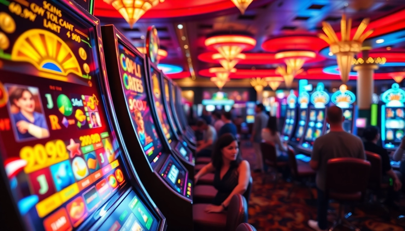 Menangkan besar dengan aplikasi slot di mesin penuh warna dan cahaya yang mencolok.