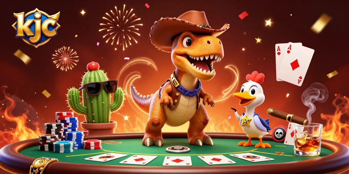 Join the excitement at KJC with thrilling poker action, featuring unique characters and vibrant gambling elements.