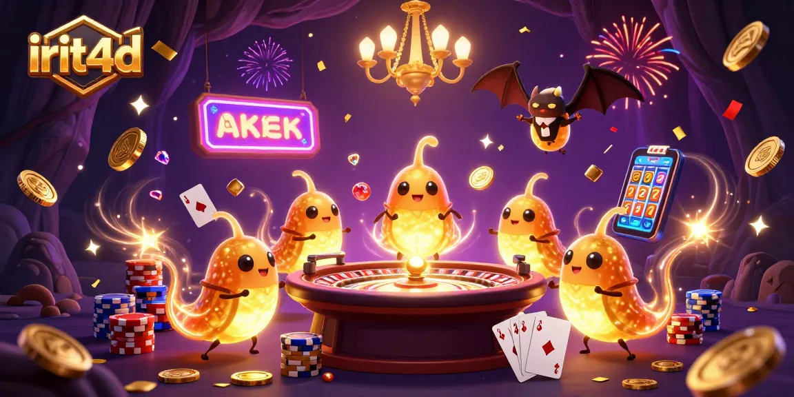Play and win at irit4d's dazzling cave casino, illuminated by glowworms and vibrant games.
