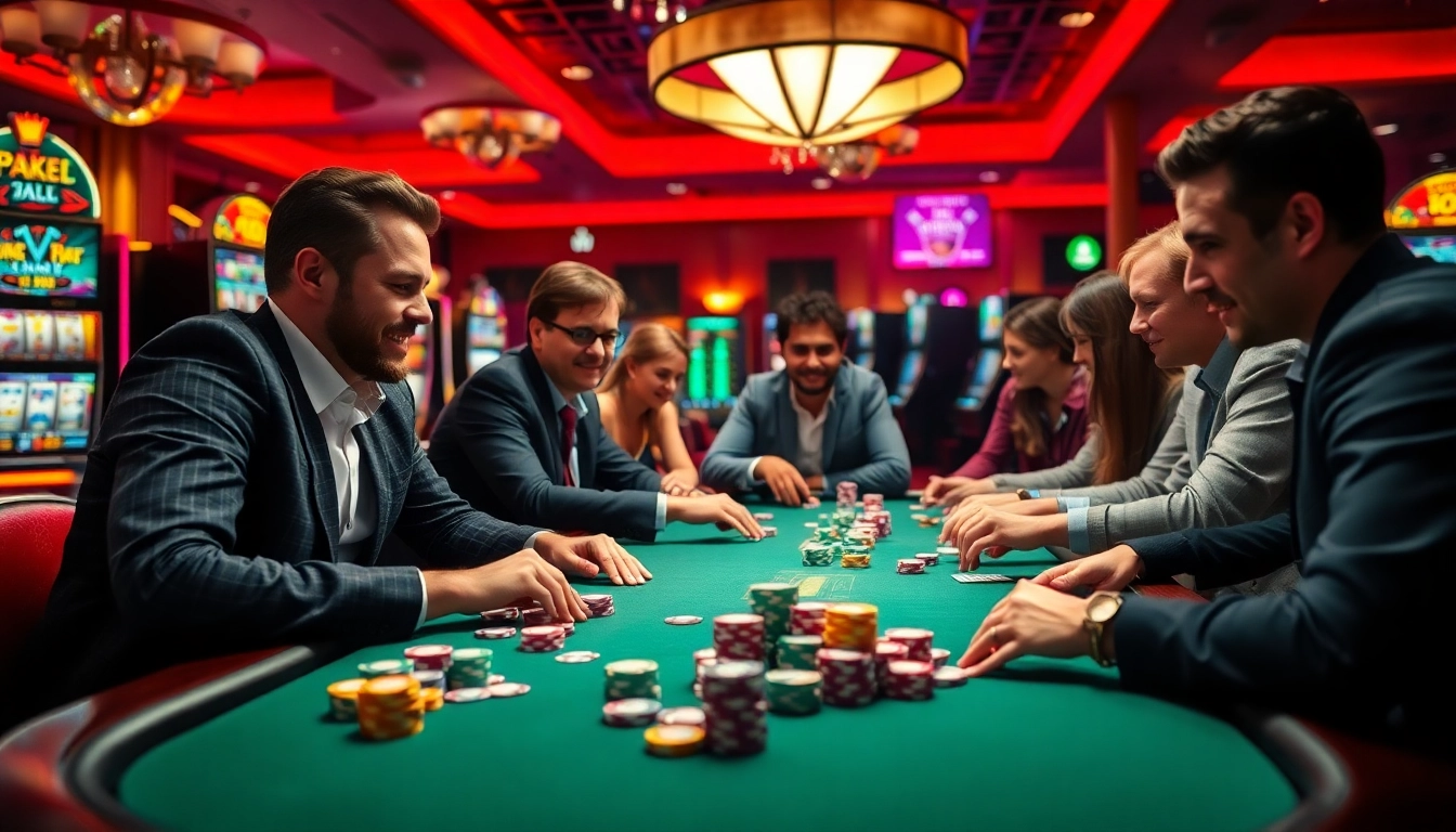 Mengamati tabel poker dengan antusiasme terkait interwin link alternatif dalam suasana kasino yang hidup.