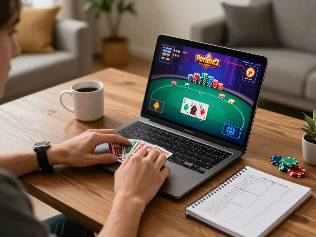 Engaging in exciting poker gameplay on fc88 while tracking strategic betting notes at home
