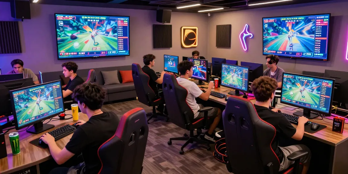 Players immersed in Aviator Pro crash game at modern gaming lounge, showcasing vibrant atmosphere and competitive energy.