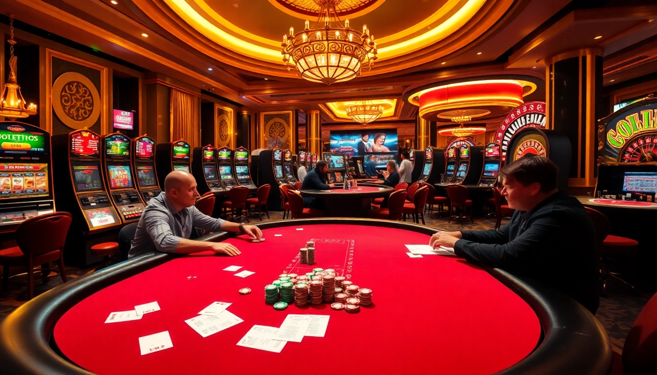 Experience exciting poker gameplay at https://gk88.in.net/ with vibrant casino elements depicted.