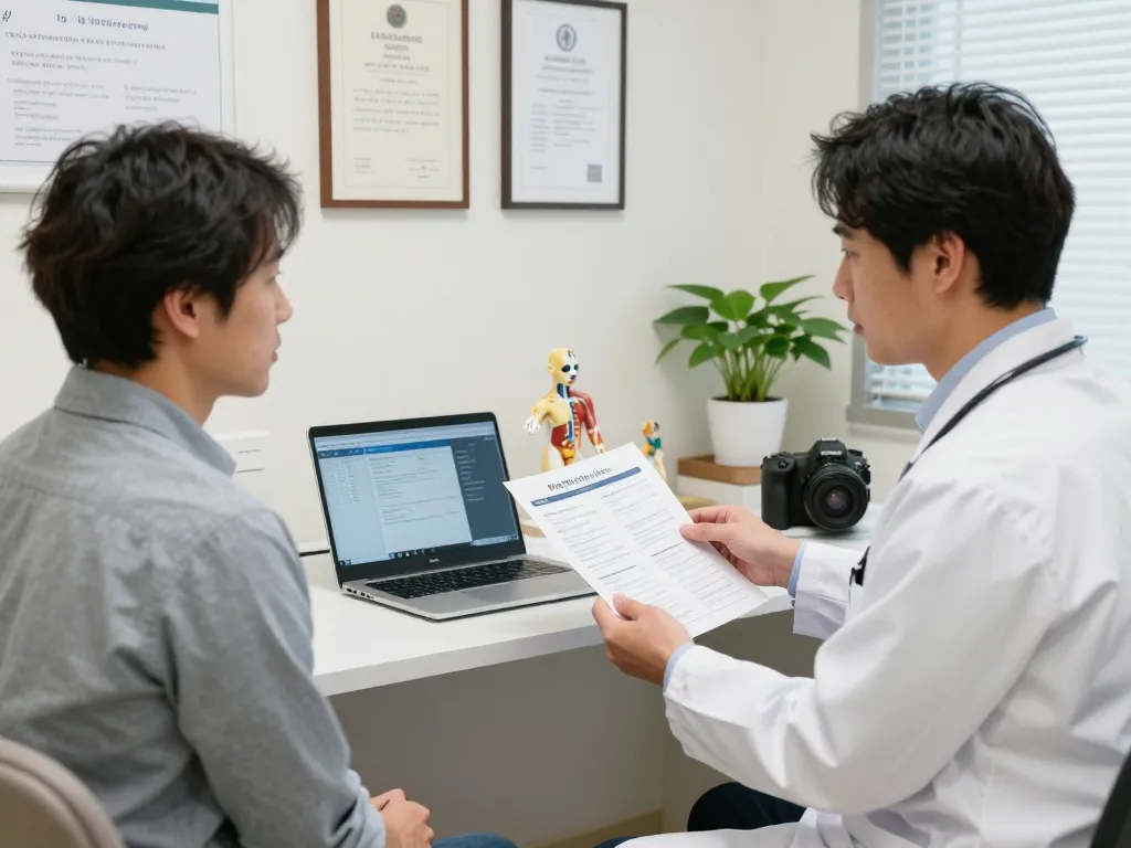 患者の話し合いや治療オプションを示す上野クリニックの相談シーン、包括的な上野クリニックの口コミレビューを紹介。