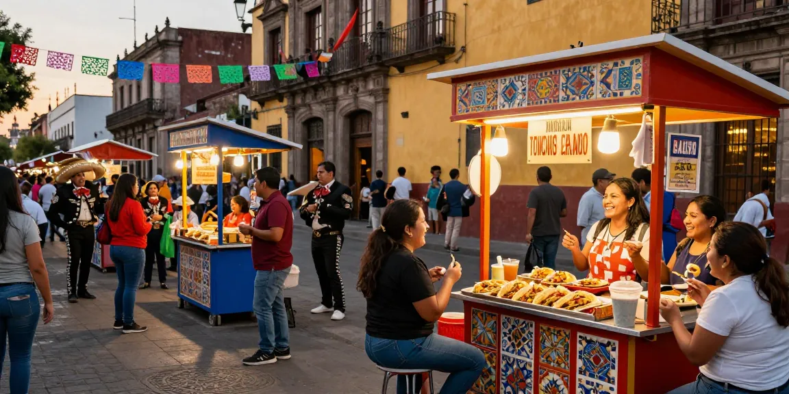 Experience the vibrant atmosphere of Mexico City with rokok88 login in the background, as street vendors serve delicious tacos amid lively mariachi music.