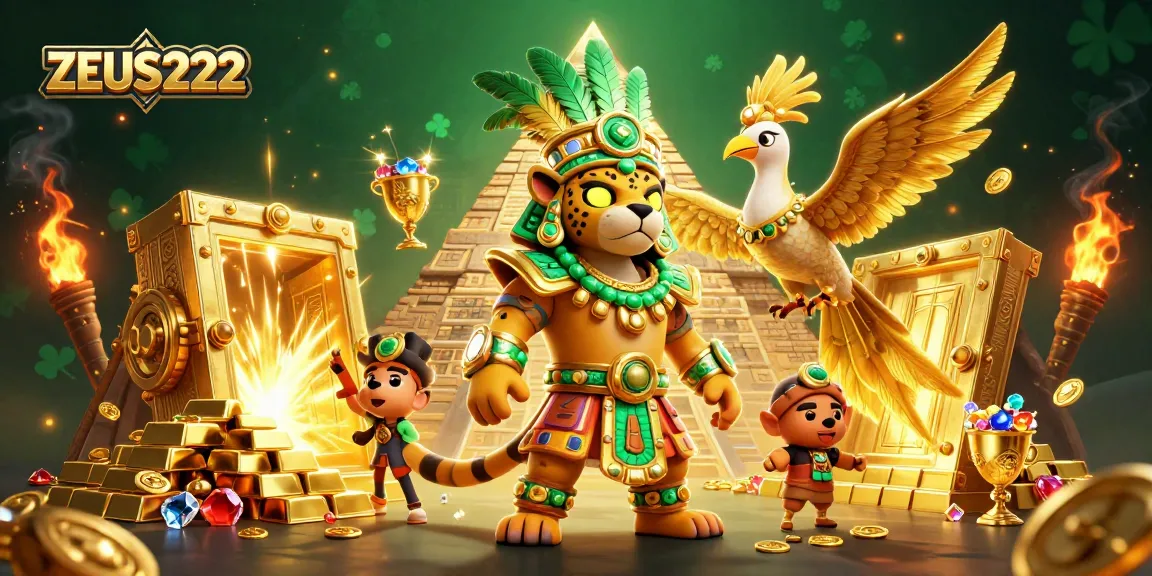 ZEUS222 menampilkan priest jaguar dan burung quetzal di tengah harta karun slot